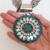 Conjunto Colar Tibetano Caquinho Turquesa + Pulseira Elo Cadeado-22