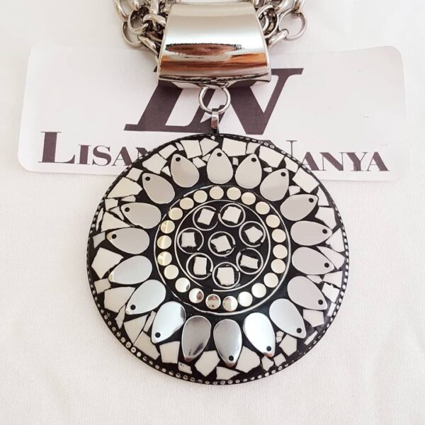 Colar Tibetano Cerâmica Branca 4 Voltas Corrente Aço Elo Português-23