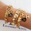 Pulseira Pombinha Paz Árvore da Vida Banho Ouro Elo Português-106