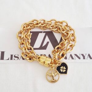 Pulseira Pombinha Paz Trevo Banho Ouro Elo Cadeado-22 Pingente