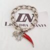 Conjunto 4 Pulseiras Prateadas Metal Banho Galvânico Vários Pingentes