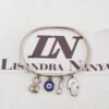 Conjunto 4 Pulseiras Prateadas Metal Banho Galvânico Vários Pingentes