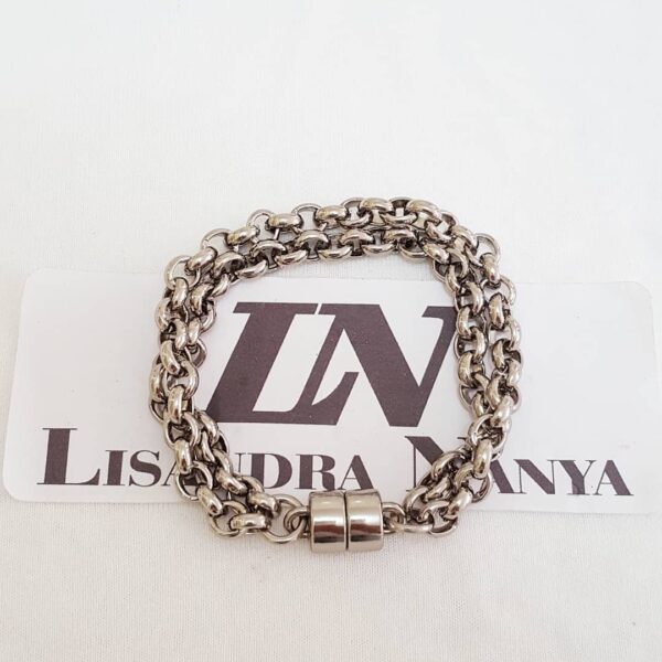 Pulseira Elo Português-106 Prateada Corrente Aço Banho Galvânico