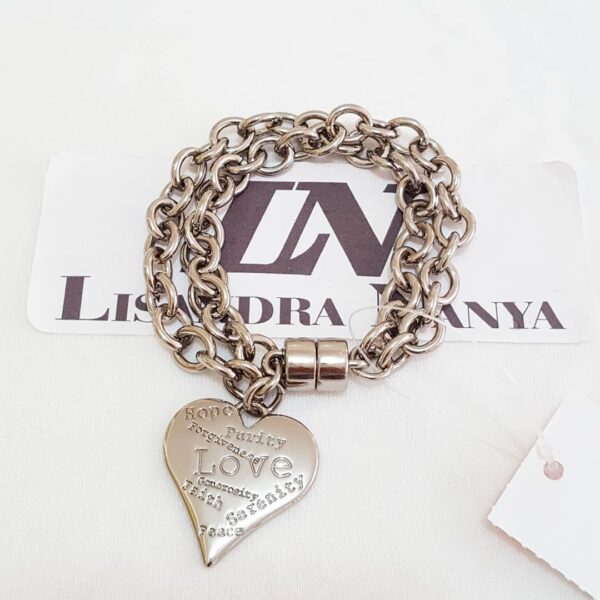 conjunto_de_4_pulseiras_prateadas_com_fecho_de_ima_8172_8172_5_20191211080234 Pulseira Elo Cadeado-22 Prateada Corrente Aço Pingente Coração Escritos
