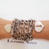 Pulseira Coração Elo Português-145 Corrente Aço Banho Galvânico Fecho Ímã