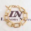 Pulseira Dourada 1 Volta Corrente Aço Banho Ouro Elo quadrado Fecho Mosquete 18cm