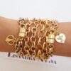 Conjunto Dourado 4 pulseiras Elos Diferentes Fecho ímã 20cm Pulseira Banho Ouro 2 Voltas Corrente Aço Elo Cadeado-22 Fecho Ímã