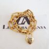 Pulseira Coração Cadeado Escrito Banho Ouro Corrente Aço Elo Oval-150