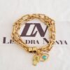 Conjunto 3 Pulseiras Diversos Pingentes Banho Ouro Corrente Aço Fecho Ímã