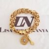 Conjunto 3 Pulseiras Diversos Pingentes Banho Ouro Corrente Aço Fecho Ímã