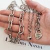 Conjunto 3 Colares Corrente Aço Banho Galvânico + Pulseira Coração