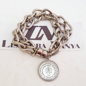 Pulseira Anjo da Guarda Elo Grumet-317 Corrente Aço Banho Galvânico