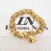 Conjunto 3 Pulseiras Banho Ouro Coração Escrito Corrente Aço Elo Português