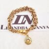 Pulseira Rosa dos Ventos Banho Ouro Corrente Aço Elo Português-106
