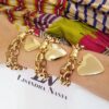 Conjunto 3 Pulseiras Corações Banho Ouro Corrente Aço Elo Português-145