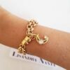 Pulseira Pingente Lua Corrente Aço Banho Ouro Elo Português-106