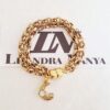 Pulseira Pingente Lua Corrente Aço Banho Ouro Elo Português-106