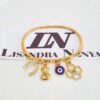 Pulseira Rígida Pingentes Sorte Metal Banho Ouro Fechamento Encaixe