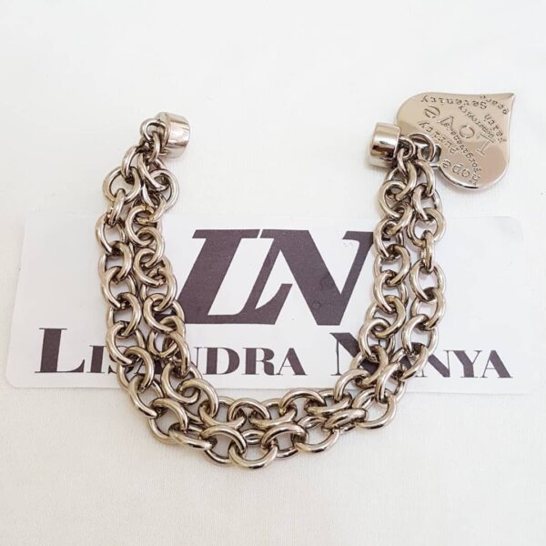 Pulseira Coração Escritos Corrente Aço Elo Cadeado-22 Banho Galvânico