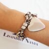 Conjunto Coração Prateado 4 Pulseiras Corrente Aço Banho Galvânico