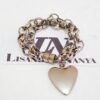 Conjunto Coração Prateado 4 Pulseiras Corrente Aço Banho Galvânico