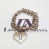 Conjunto Coração Prateado 4 Pulseiras Corrente Aço Banho Galvânico