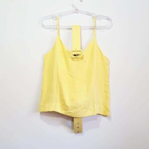 Kit Cinto Combinando + Blusa Feminina Regata Amarelo Bebê Viscose